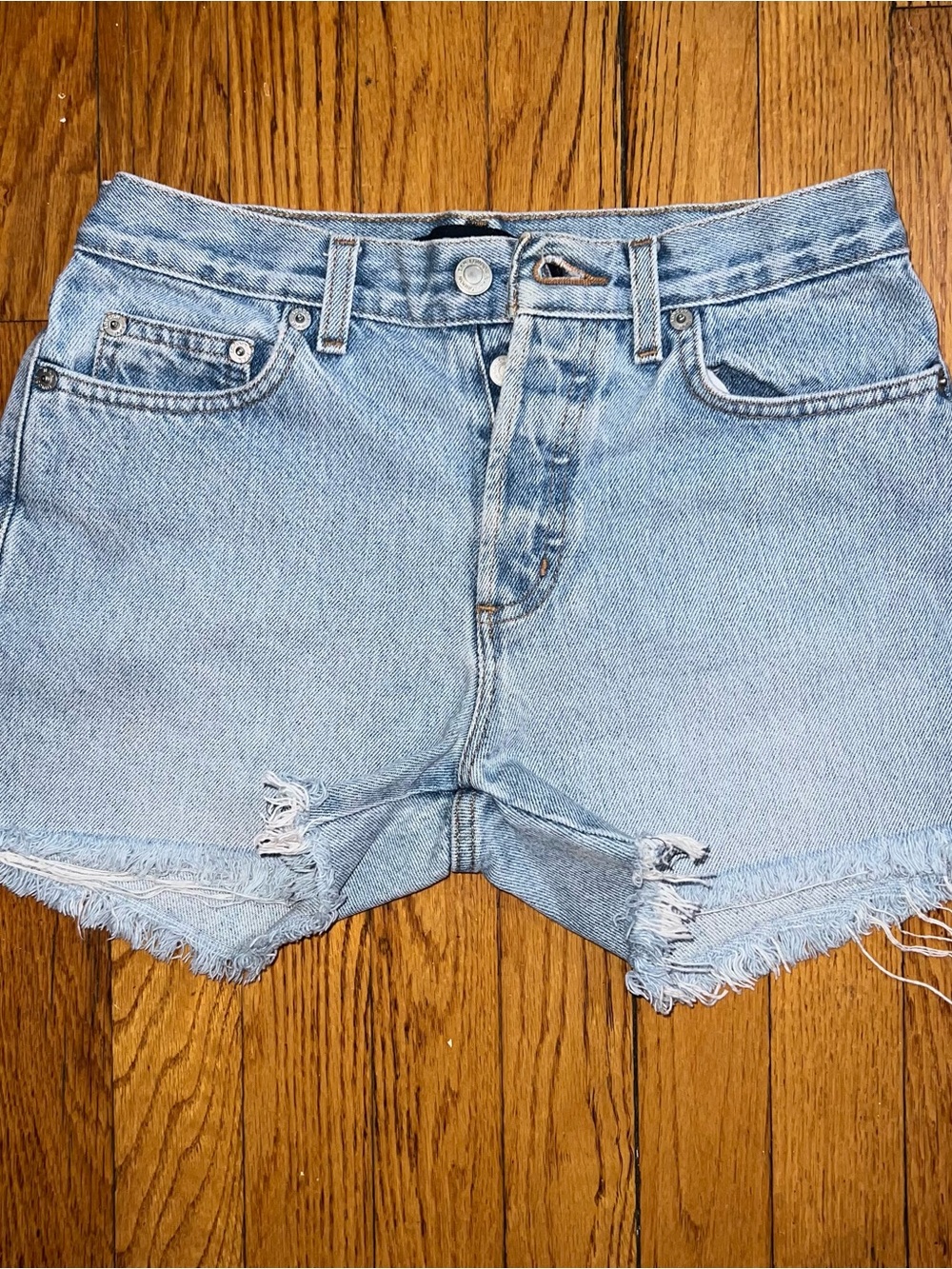 vintage london jean button fly denim shorts